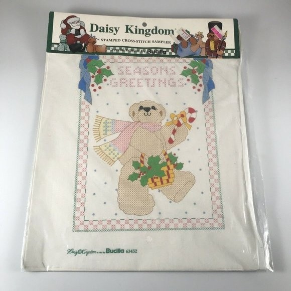 Daisy Kingdom Seasons Greetings Cross Stitch Sampler Bucilla 1992 63452 VTG - Picture 1 of 9